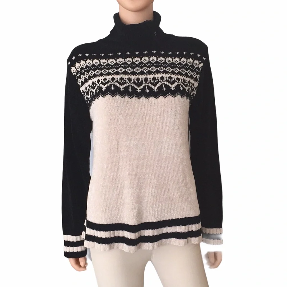 Vintage Erika Fair Isle Turtleneck Sweater Size L